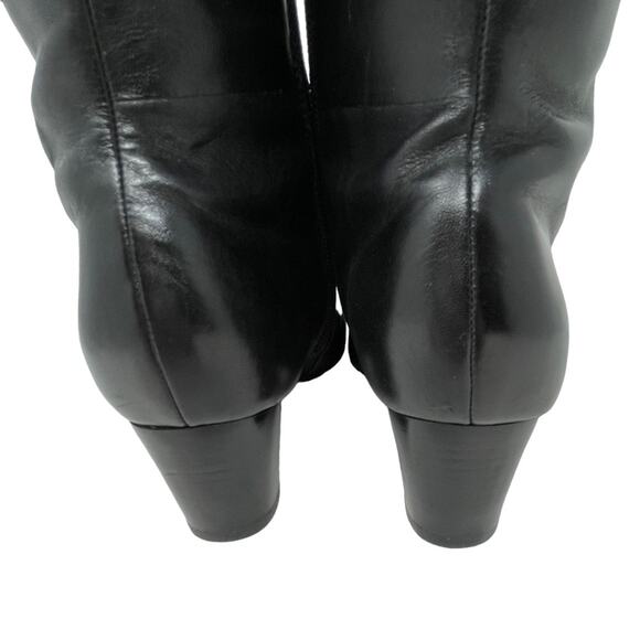 Ecco Size 40(9) Black Leather Mid Calf Boots Adjustable Buckle Side Zip-Flaw - Picture 8 of 16